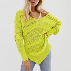 Free People Hot Tropics Pullover Sweater Limelight Combo S